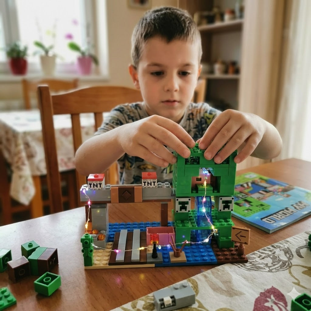 Minecraft svetleće kocke – Creeperova tvrđava + POKLON priručnik