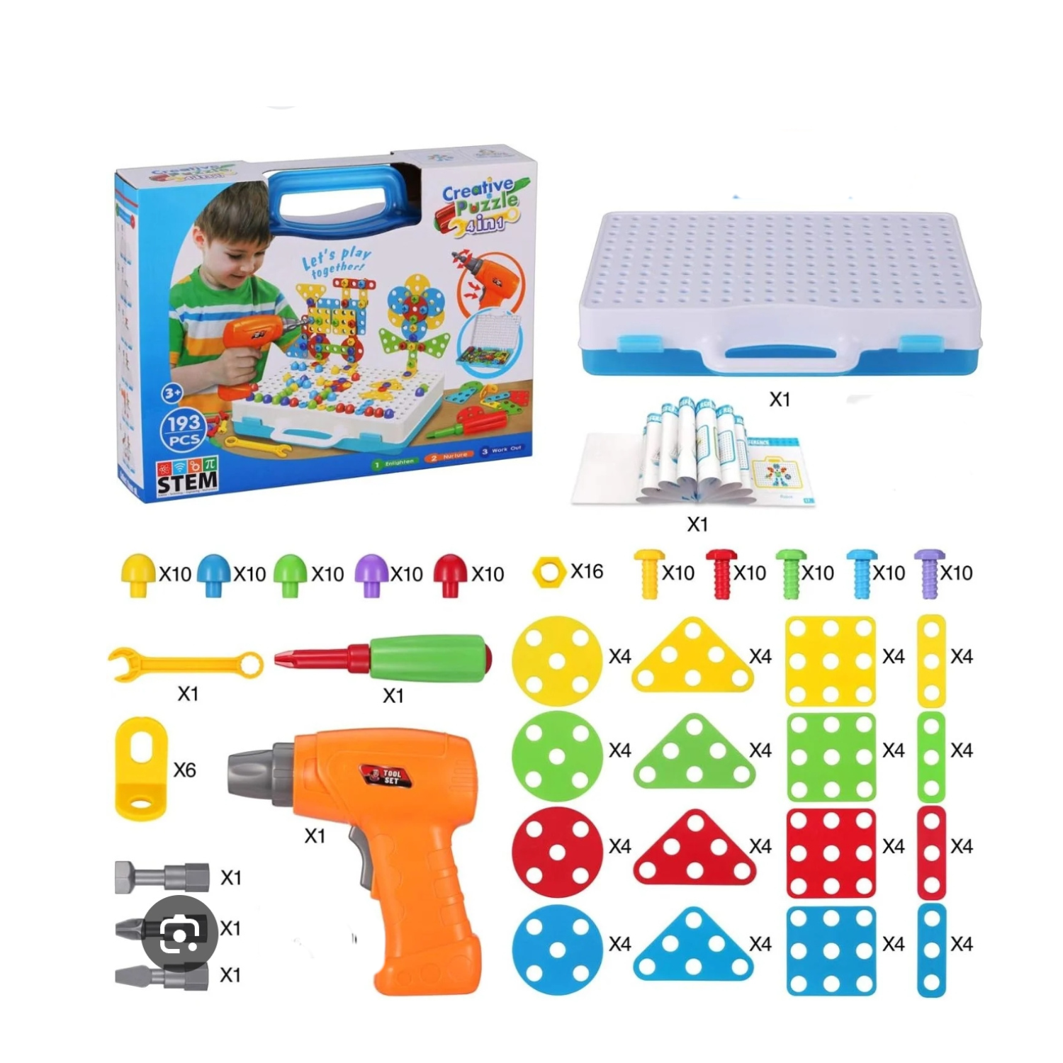 Inženjerski 4-u-1 set sa bušilicom sa 193 dela + POKLON PRIRUČNIK